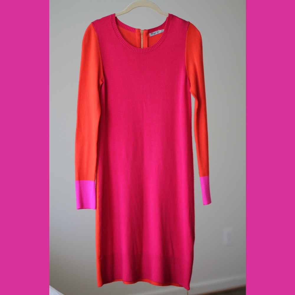 Eliza J Color Block Long Sleeve Sweater Dress